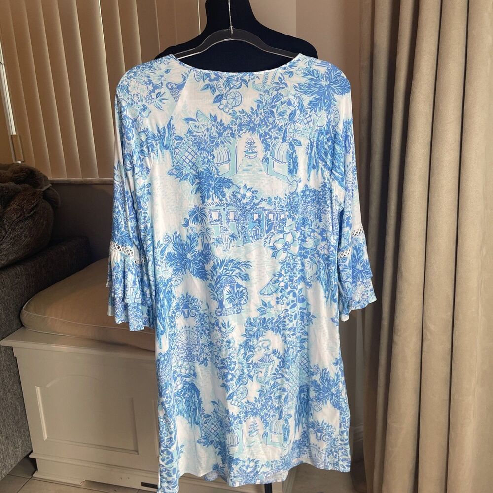 Lilly Pulitzer Azita Tunic Dress in Multi "Toile Me About It" Tassels M - Picture 4 of 9